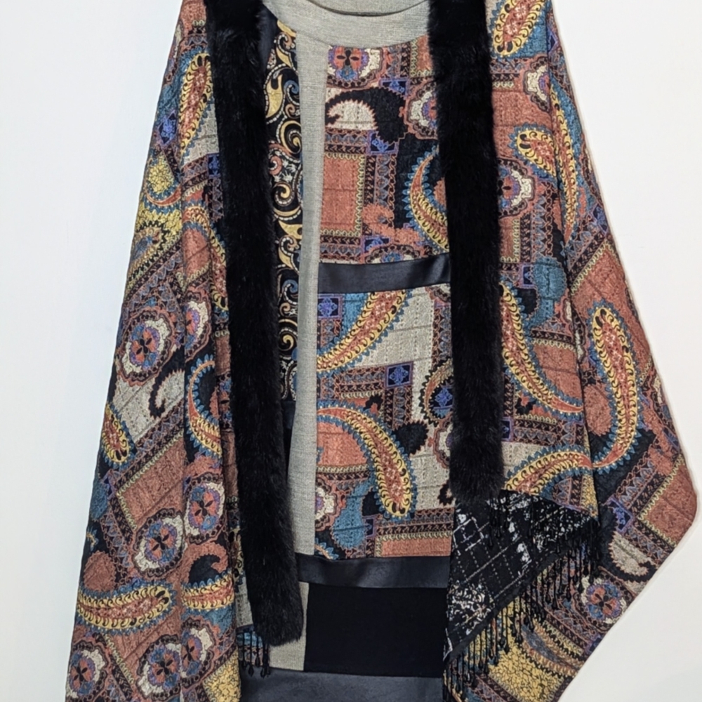 Joseph Ribkoff Multicolor Paisley Cape